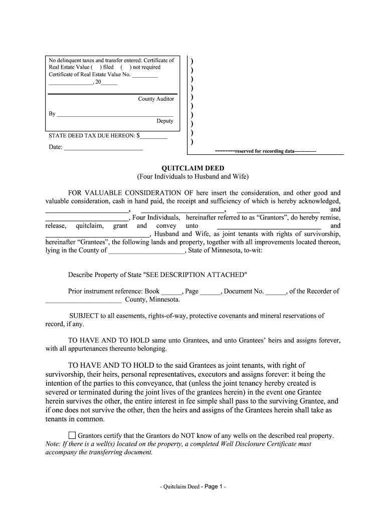 Mn Quitclaim Deed  Form