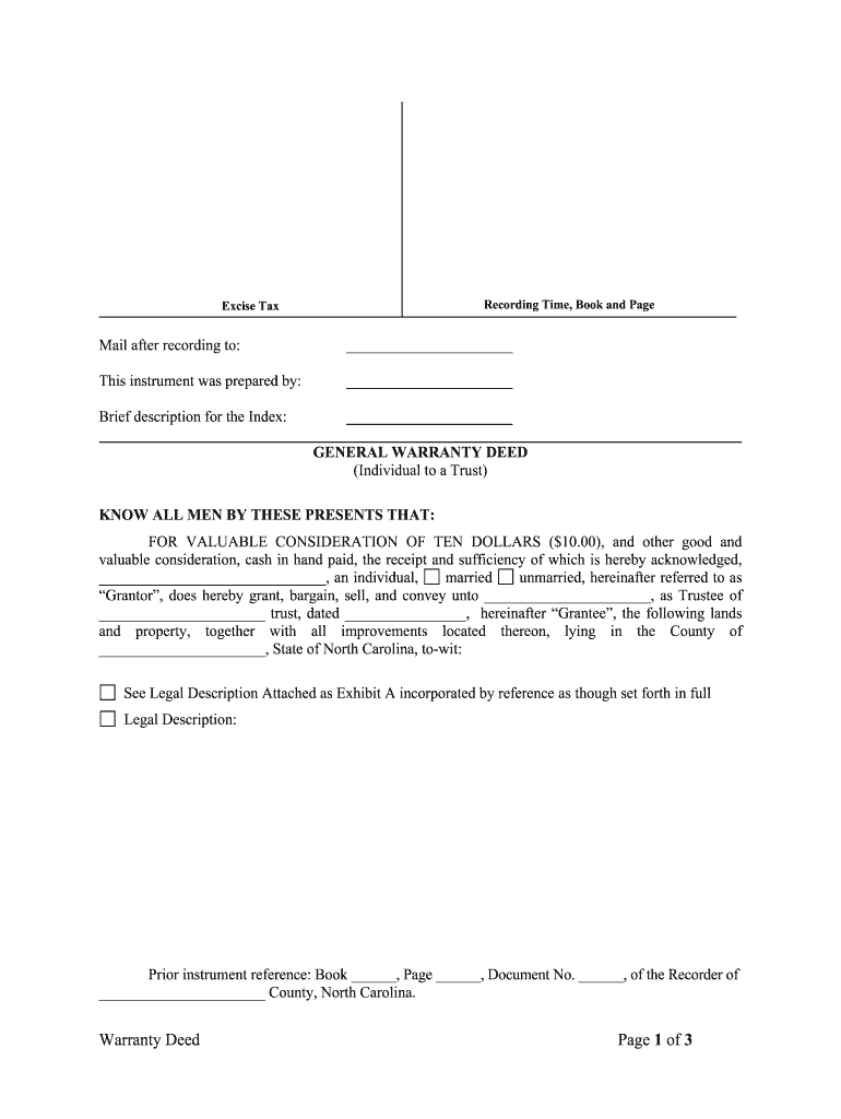 North Carolina Deed Trust  Form