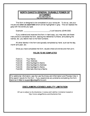 Nd Power Attorney Form