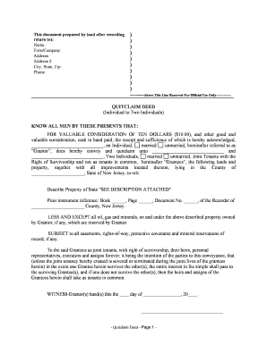 Nj Quitclaim Deed PDF  Form