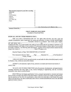 Nevada Grant Bargain Sale Deed  Form