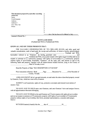 Nevada Quitclaim Deed from Husband and Wife to Husband and Wife  Form