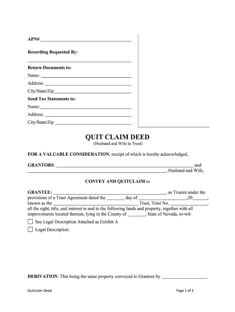 Fill and Sign the Nevada Deed Trust Form