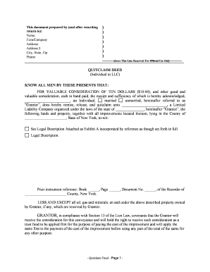 Ny Quitclaim Deed  Form