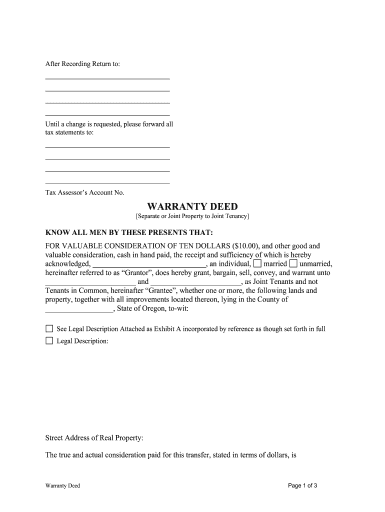 Joint Tenancy Order  Form