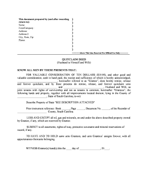 Quitclaim Deed Property  Form