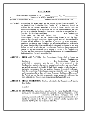 Master Deed Sample  Form