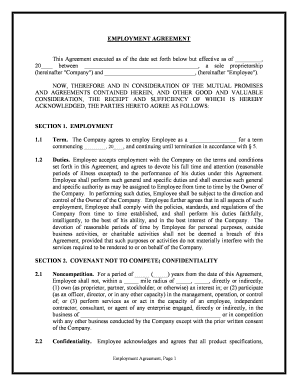 Employment Agreement Contract  Form