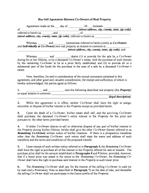Written Co Ownership Agreement Contract Indiana  Form