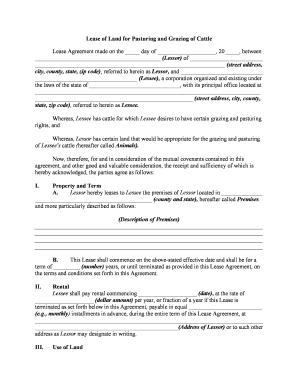 Cattle Lease  Form