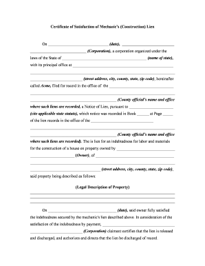 Mechanics Lien  Form