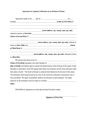 Agreement Division Template  Form