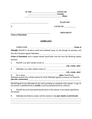 Complaint Against Contractor File  Form