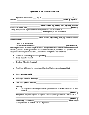 Agreement Cattle Form