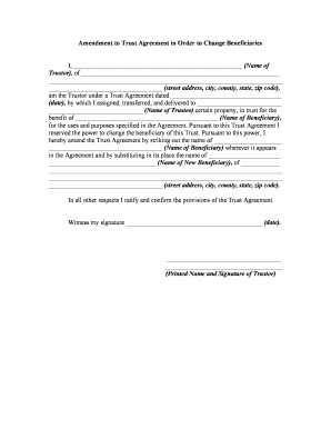 Amendment Trust Form