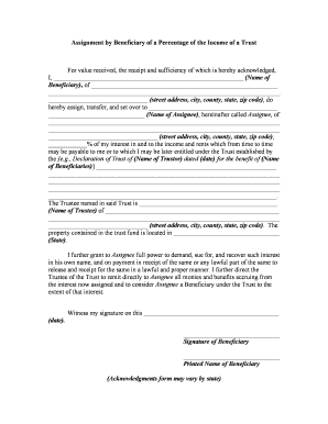 Beneficiary Income  Form