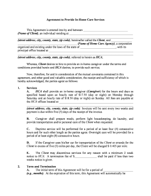 Caregiver Contracts  Form