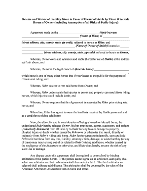 Horse Riding Waiver Template  Form