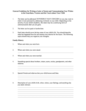 General Intent  Form