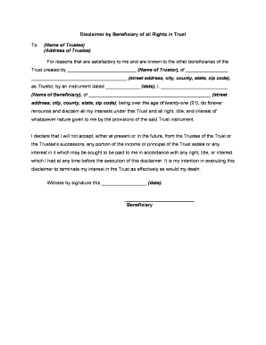 Beneficiary Trust  Form