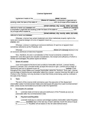 License Product  Form