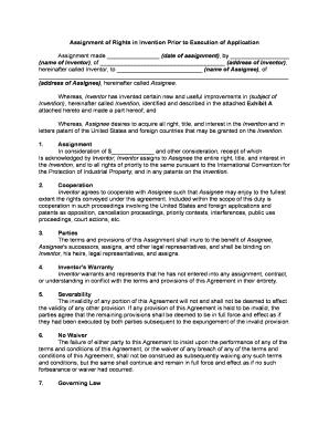 Assignment Invention Agreement  Form