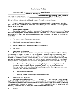 Child Care Agreement  Form