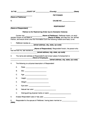 Domestic Violence Court  Form