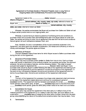 Agreement Purchase Goods  Form