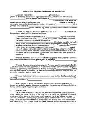Building Loan Agreement  Form