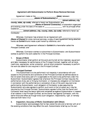 Agreement Subcontractor  Form
