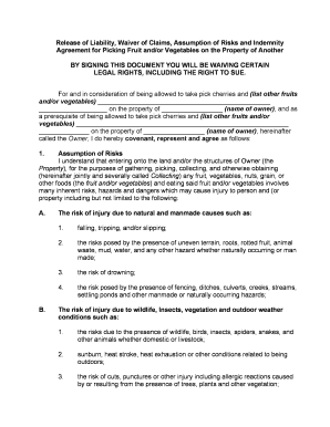 Risks Agreement  Form