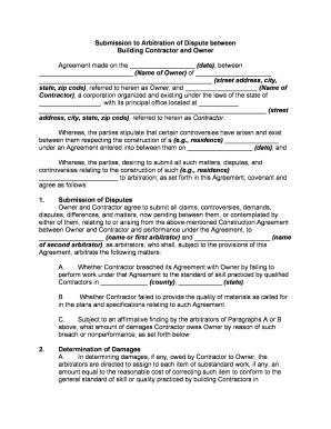 Arbitration Dispute  Form