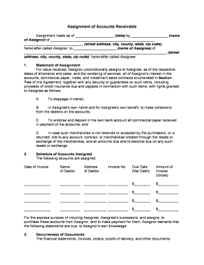 Assignment of Accounts Receivable  Form