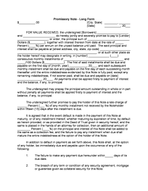 Promissory Note  Form