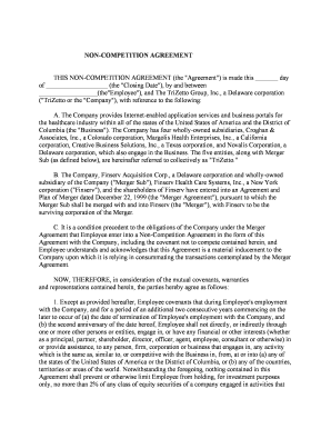 Sample Noncompetition Agreement between Company Employer and Employee  Form