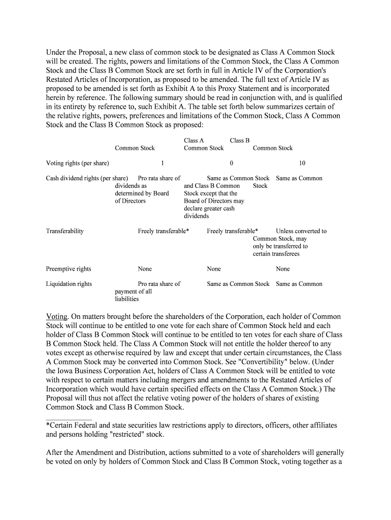 TABLE of CONTENTS to SECOND AMENDED and RESTATED ARTICLES  Form