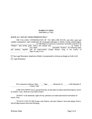 Utah Warranty Deed  Form