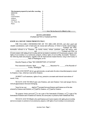 Washington Quitclaim Deed from Husband and Wife to Husband and Wife  Form