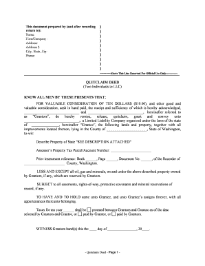 Washington Quitclaim Deed Form