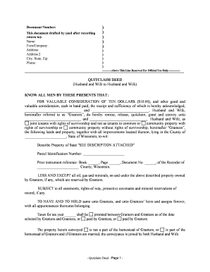 Wisconsin Quitclaim Deed from Husband and Wife to Husband and Wife  Form