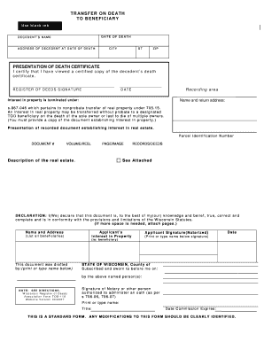 Wisconsin Beneficiary Form