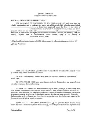 West Virginia Quitclaim Deed from Corporation to Two Individuals  Form