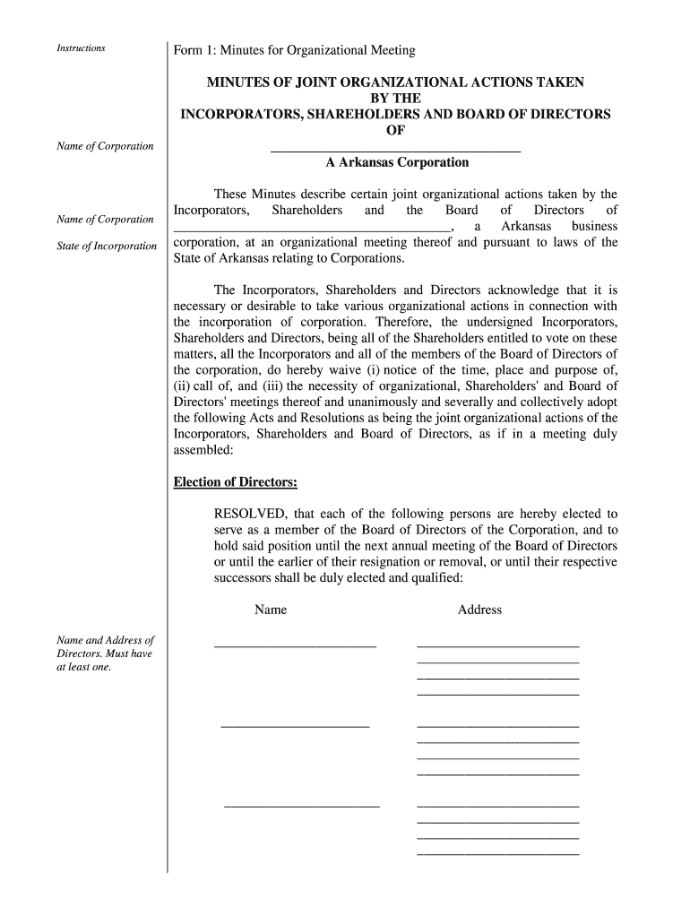 Arkansas Corporate  Form