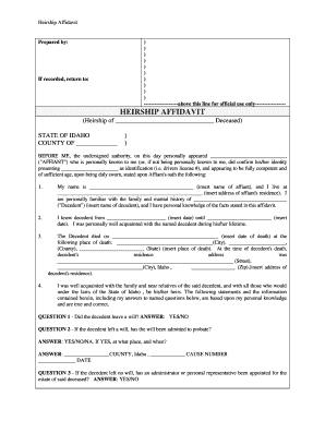 Idaho Heirship Affidavit Descent  Form
