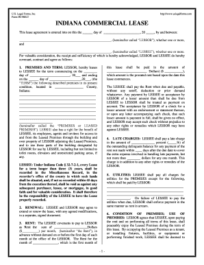 Indiana Commercial Building or Space Lease  Form