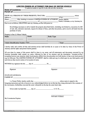 Louisiana Sale Vehicle  Form