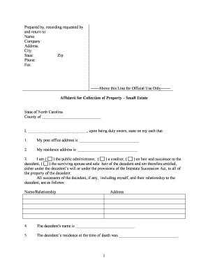 Affidavit Collection Property  Form