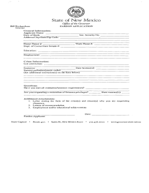 New Mexico Pardon Application  Form
