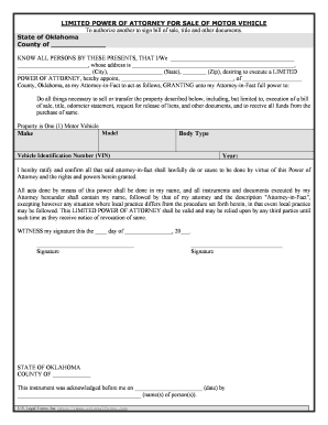 Oklahoma Vehicle Form